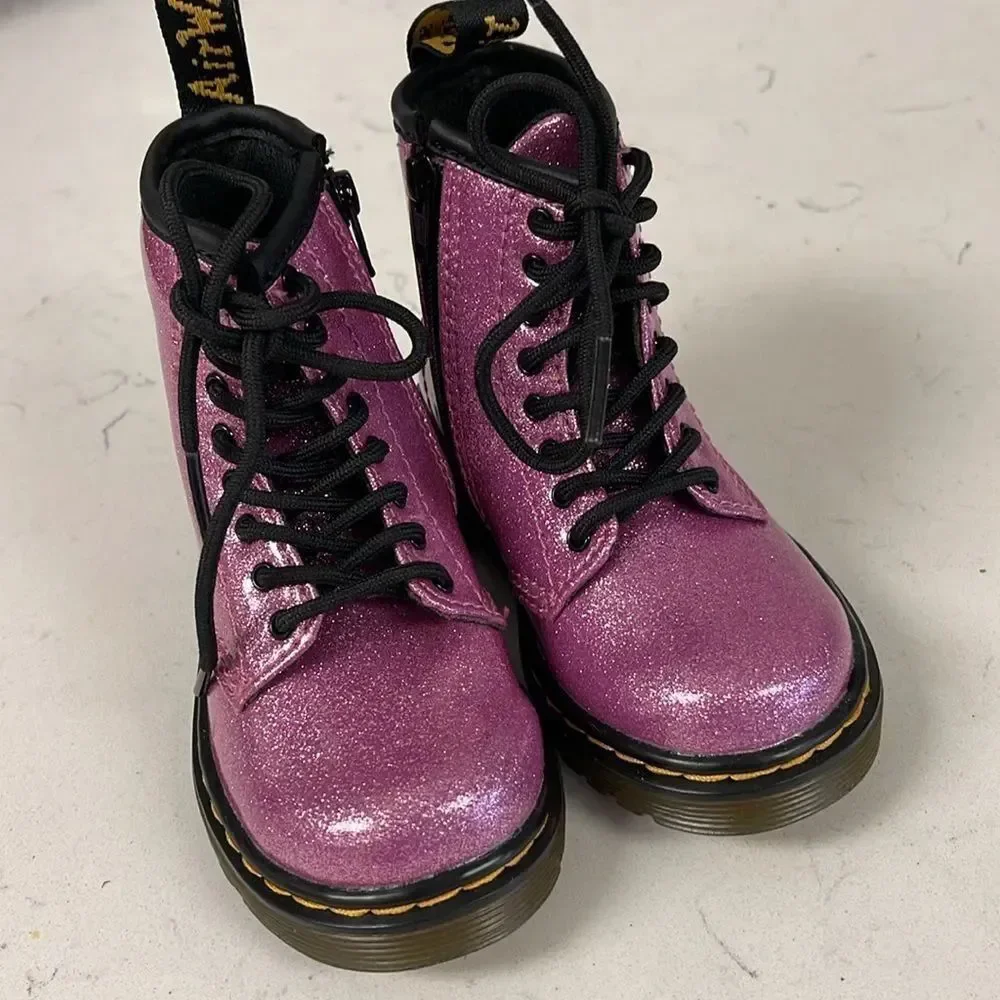 Dr. Martens 1460 8-Eye Glitter Boot - Little Kid / Toddler- Pink Size 7